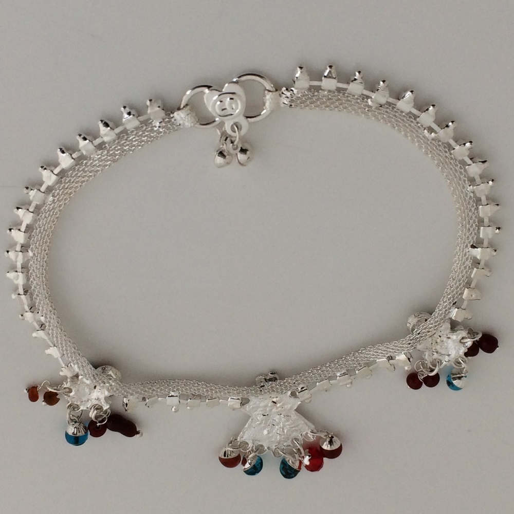 Women Anklet Silver Tone Multi Color Beads Fashion - Picture 8 of 8